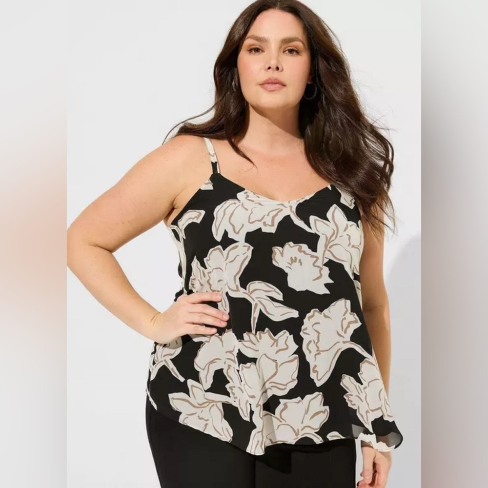 Floral Print Black and Cream Women's Top